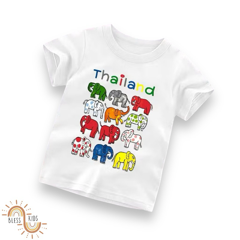 kaos atasan anak gambar gajah thailand / baju atasan anak cewek cowok / atasan anak laki laki peremp