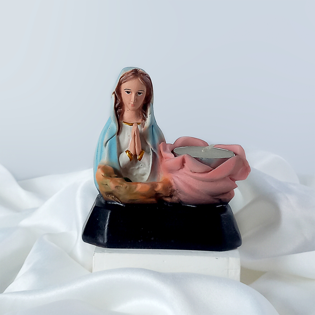 Patung Bunda Maria 10 cm /Patung Lilin Bunda Maria/Bonus 1 pcs Lilin Tea light
