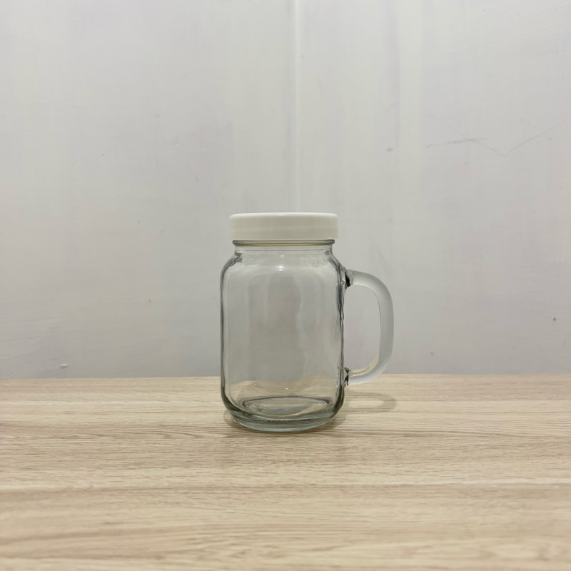 Toples Gelas Kaca Tutup Plastik Drinking Jar with Plastic Cover 300 ml Ukuran Volume 300 ml Tinggi 1