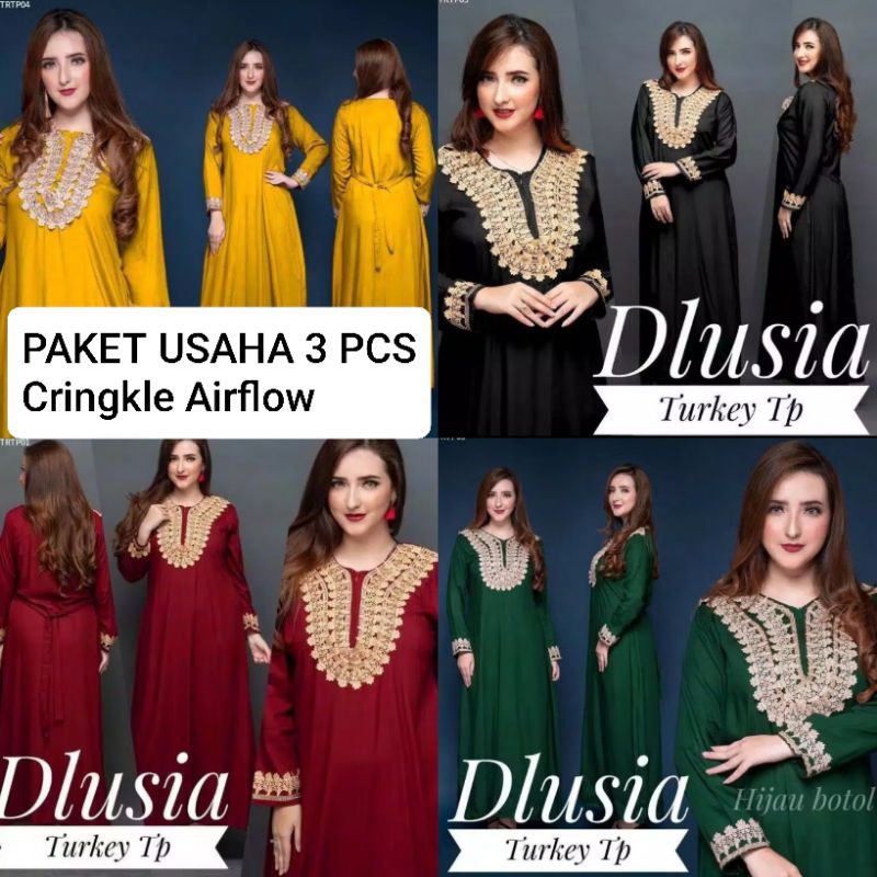 [ FLASH SALE ] PAKET USAHA DASTER ARAB DLUSIA TURKI POLOS LENGAN PANJANG ALLSIZE FIT JUMBO LD 120 II