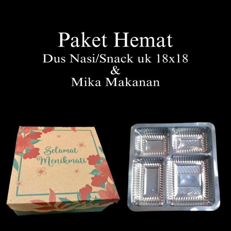 

Paket Dus Nasi UK 18x18 dan Mika makanan. kardus motif 50/100 Pcs