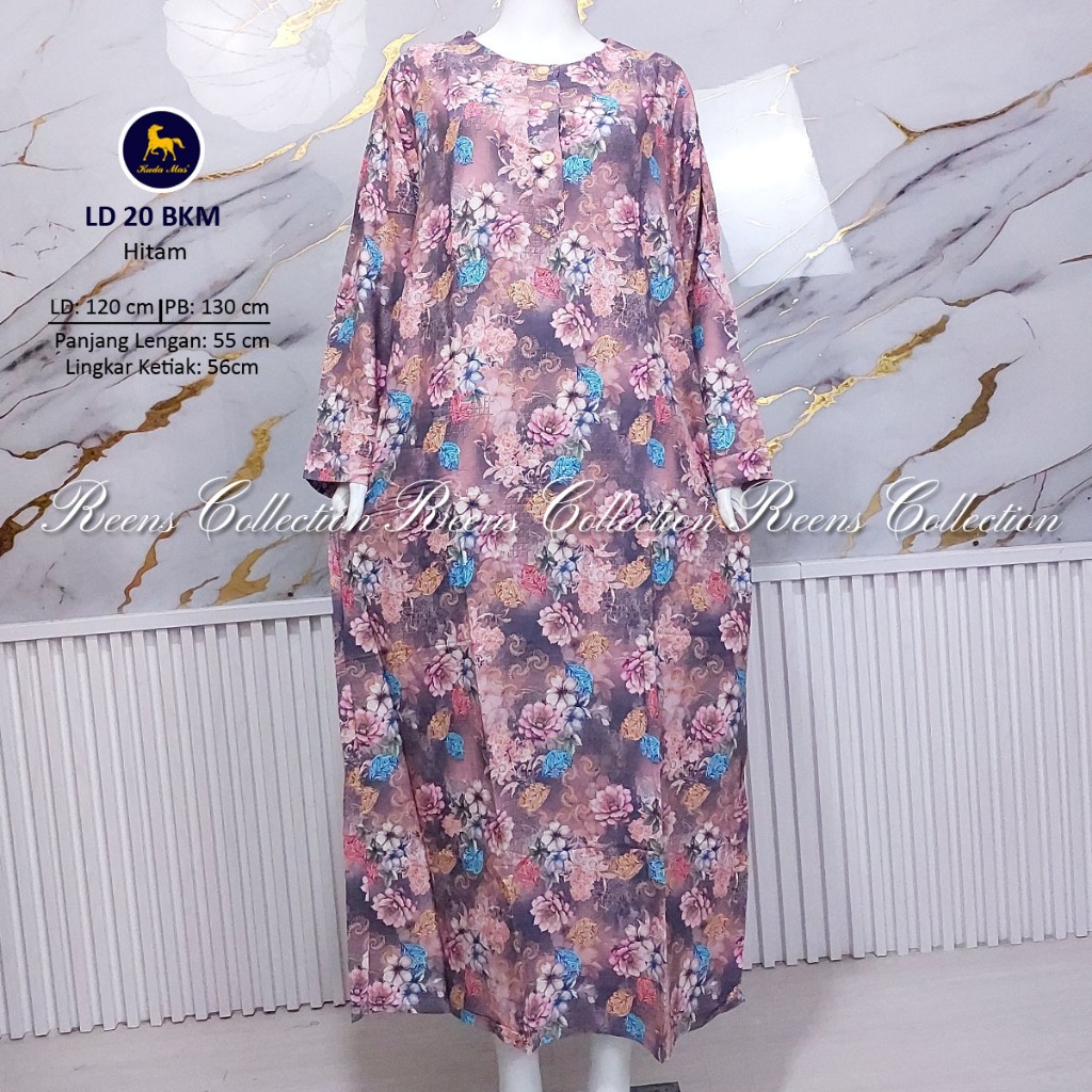 Batik Kuda Mas Longdress 20 LD-120cm Batik Print | Daster Tangan Panjang Semata Kaki 3 Kancing Busui