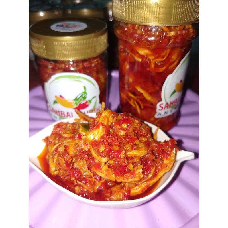

sambal ayam suwir cabe merah