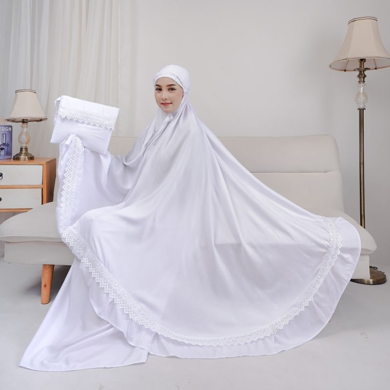 BEYAZ-MUKENA PUTIH RENDA RAYON PREMIUM SUPER JUMBO TERBARU 2025