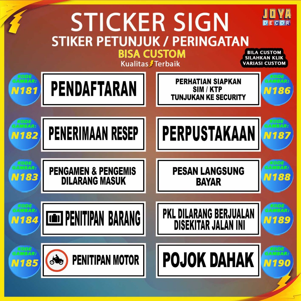 

Sticker Stiker Petunjuk Warning Pengumuman pendaftaran penitipan barang ruang tunggu ruang uks N181