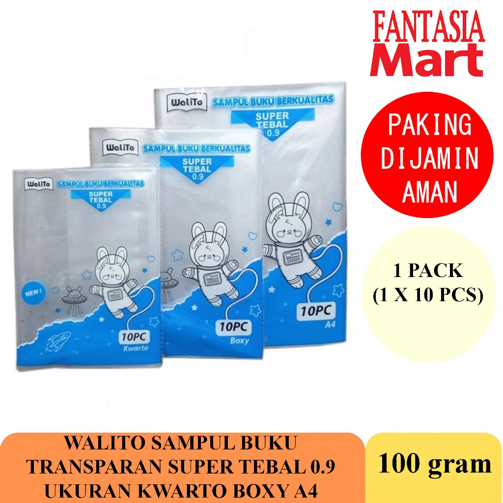 

WALITO SAMPUL BUKU TRANSPARAN BERBAGAI UKURAN PLASTIK TEBAL 0.9 FUN CORNER DENGAN PAKING AMAN