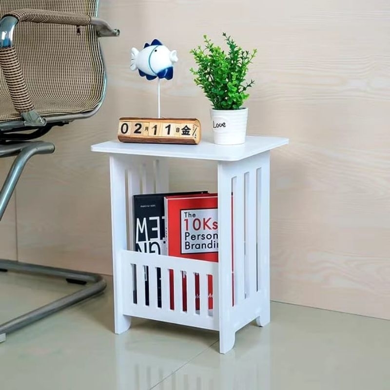 MEJA ngopi kotak Vintage Rak Coffee Table Meja Majalah shabby