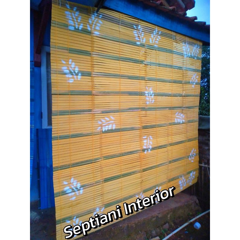 TIRAI BAMBU MOTIP DAUN SUDAH DI CAT,MURAH !!!