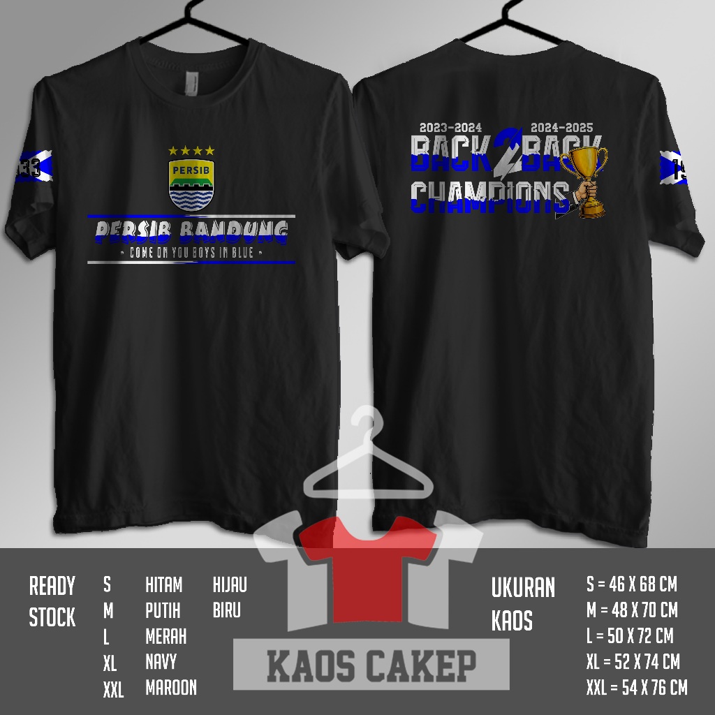 Kaos PERSIB BANDUNG Come On You Boys In Blue CHAMPIONS Desain Terbaru Baju Distro