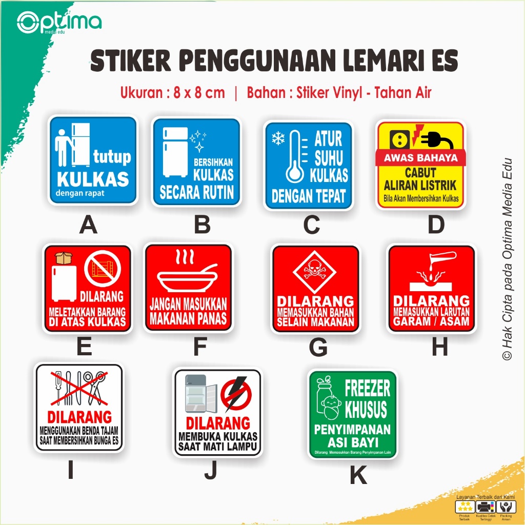 

STIKER Peringatan / Cara Menggunakan Kulkas : HARAP TUTUP KULKAS (HEMAT ENERGI), Bersihkan Kulkas