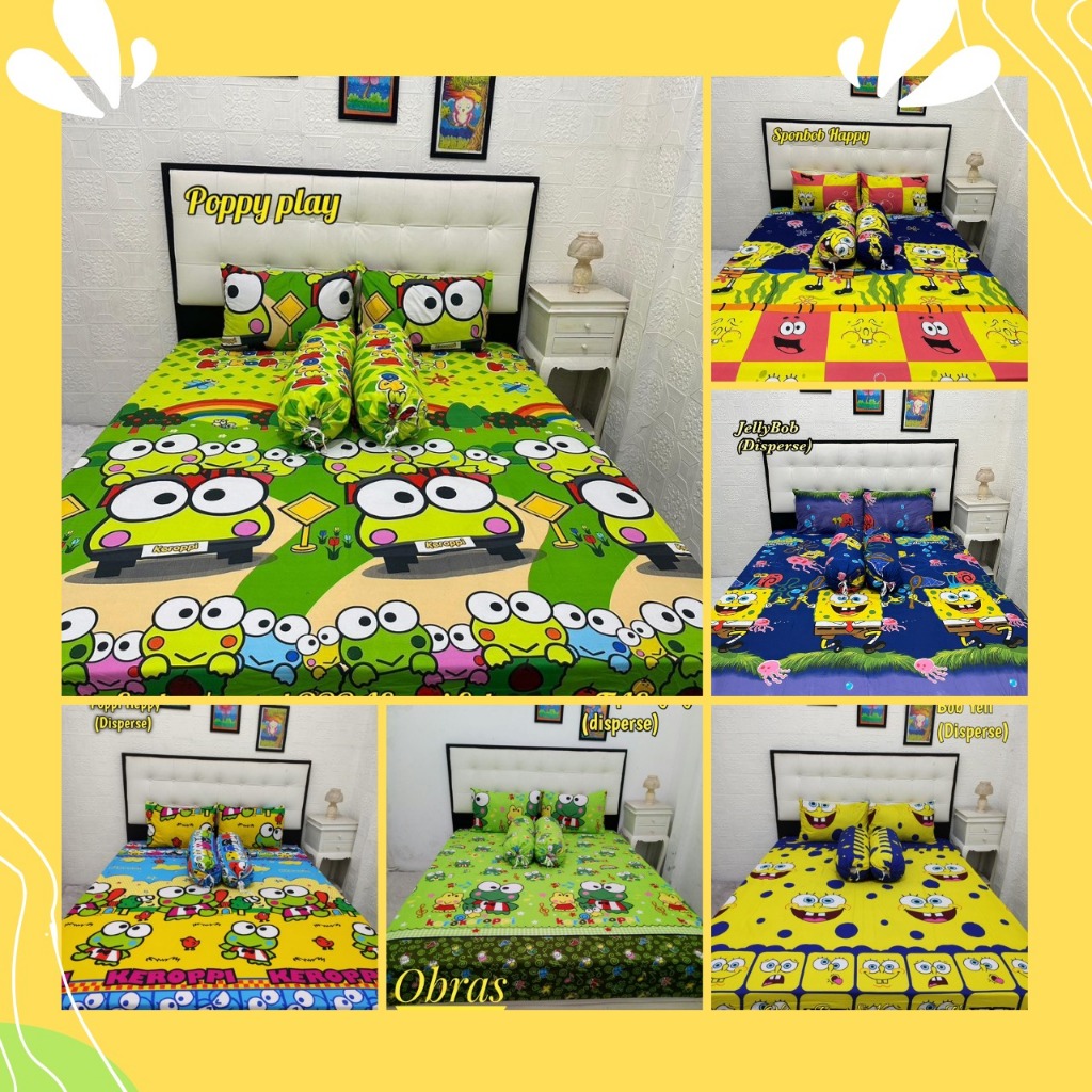 Sprei Spombob Spongebob Keropi Singing Fun Seprei Happy Kero Ukuran 180x200 160x200 200x200 Karakter