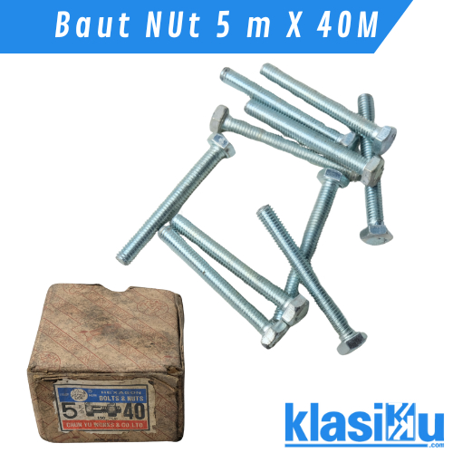 Baut Putih 5x40 + Mur Baut Jp5x40 Kepala Obeng M5x40 M5 x 40 Hexagon