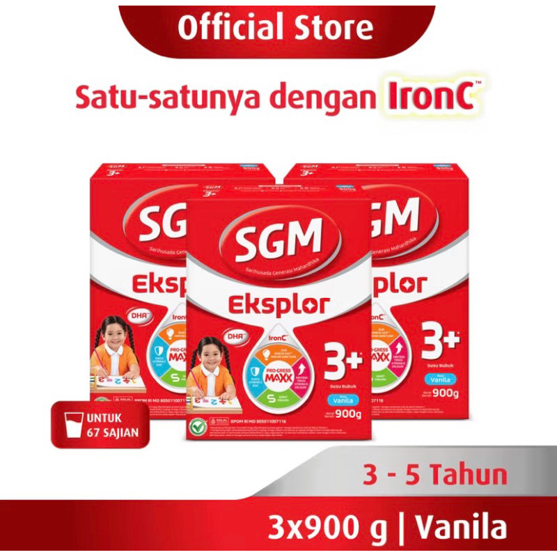 

Sm Eksplor 3+ Dengan IronC Susu Pertumbuhan Rasa Vanila 900GR X 3