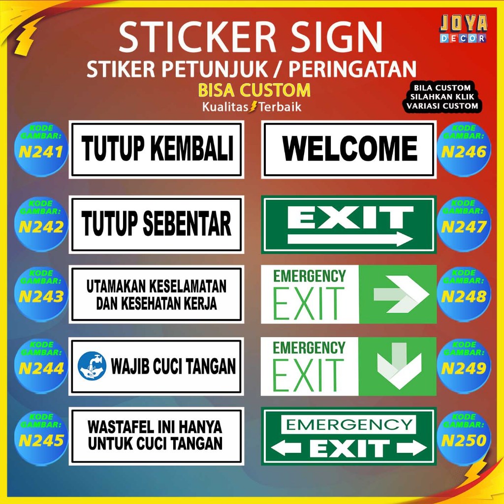 

Sticker Stiker Petunjuk Warning Pengumuman tutup sebentar exit open closed N241