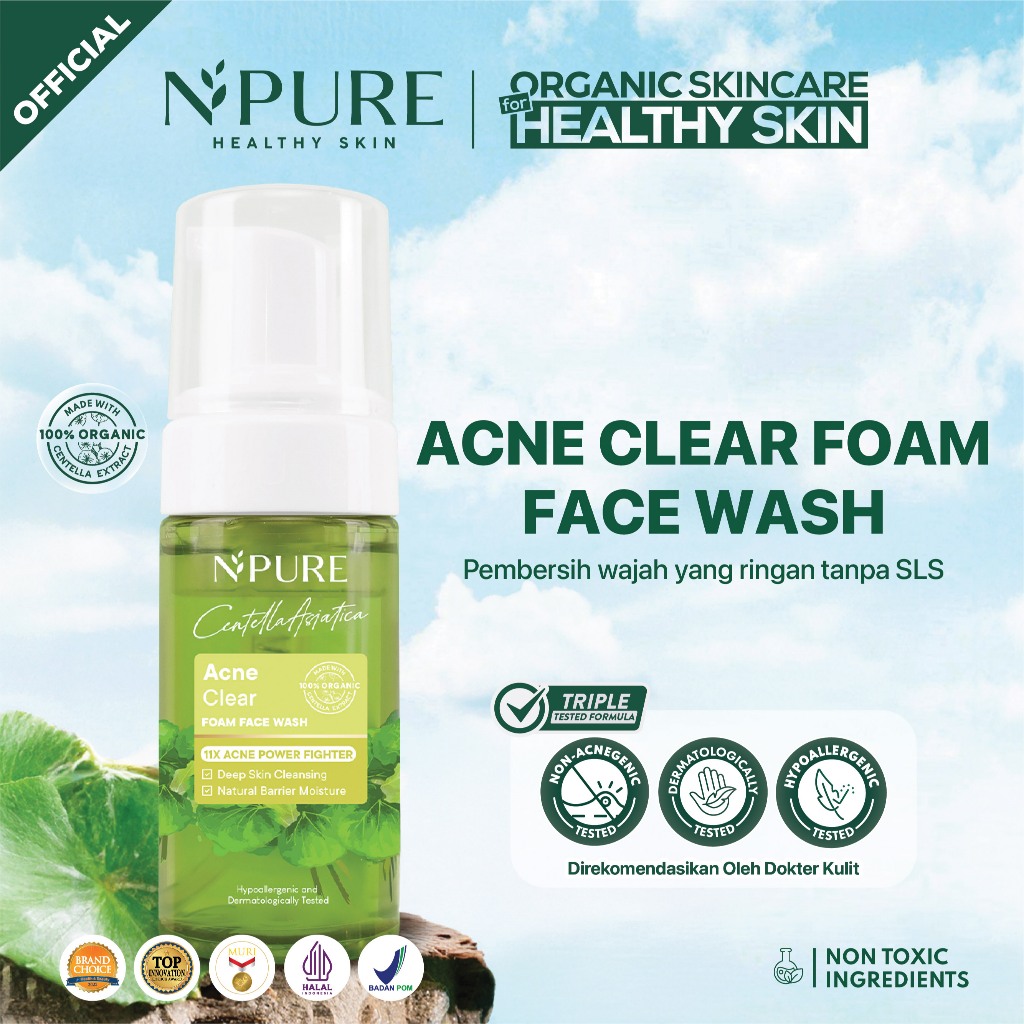 KHUSUS MEMBER - NPURE Facial Wash Cica / Anti Acne Facial Foam / Sabun Muka Anti Jerawat Berminyak