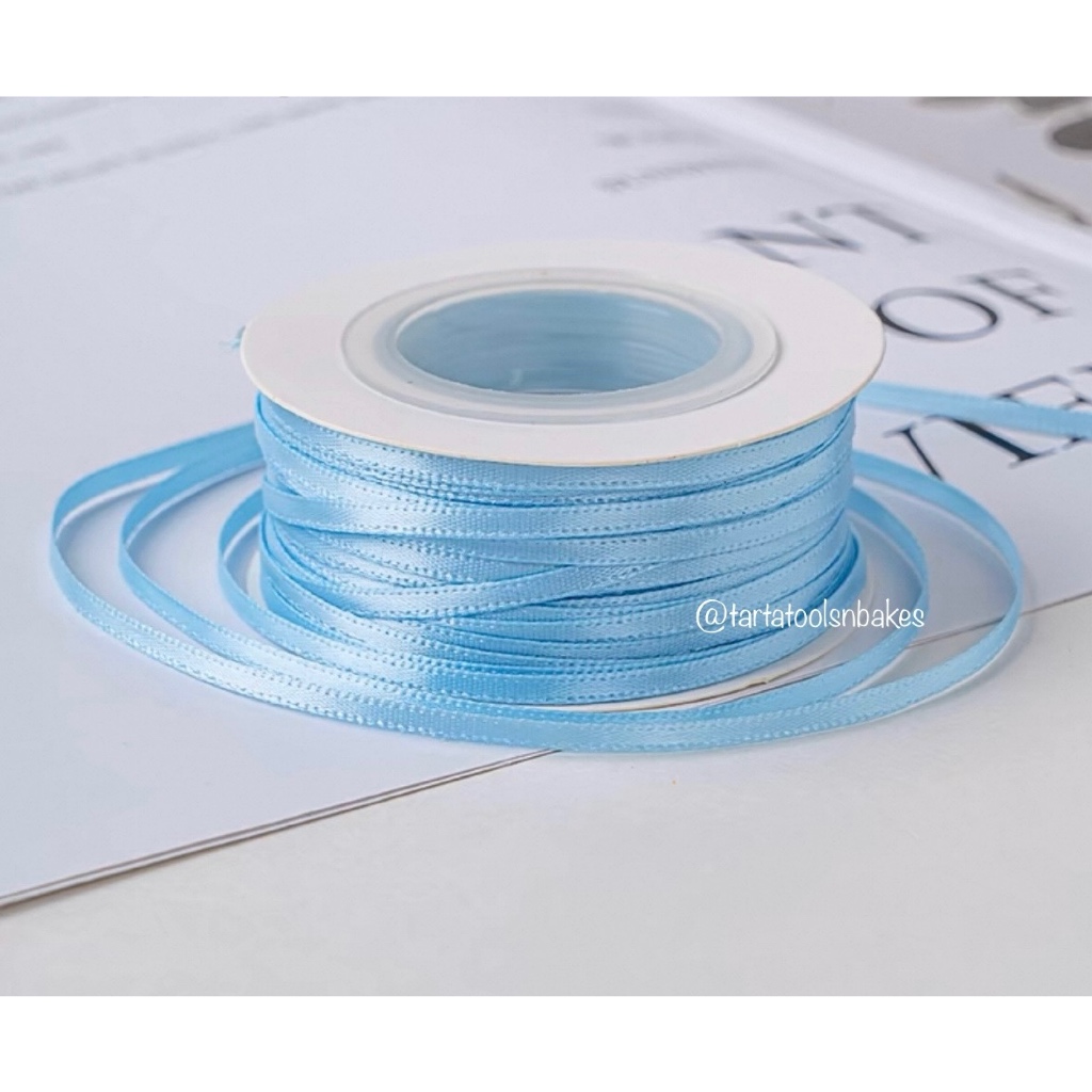 

(10METER ) Pita Satin 3mm | Biru , Merah , Merah Mudah | Pita Cake