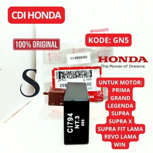 CDI KODE GN5 ASLI 100% HONDA MOTOR GRAND,LEGENDA, SUPRA X ,SUPRA FIT LAMA, REVO LAMA, WIN