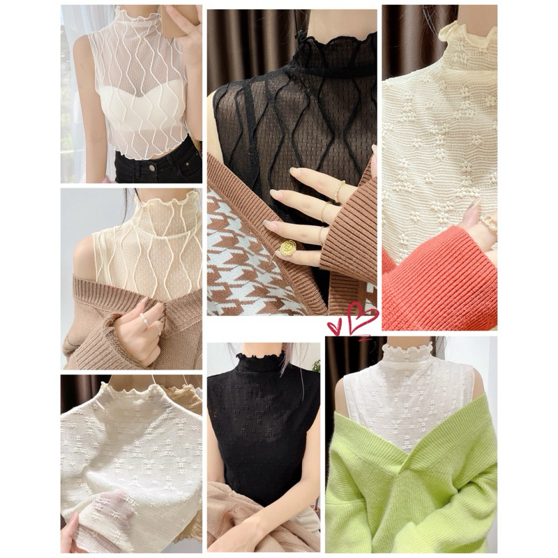 Feelme KK-527 Crop Lace Mesh Top, Vest Top, tanktop kamisol Atasan lace Renda Dalaman Baju Blouse tr