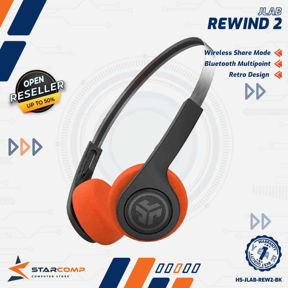 JLab Rewind 2 Wireless Retro Headset Headphone Earphone Mic Bluetooth