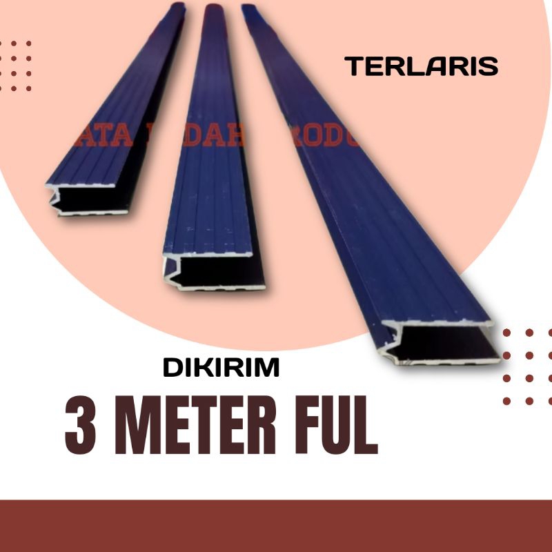 LIST ALUMINIUM M/U 3 Meter Full warna Hitam