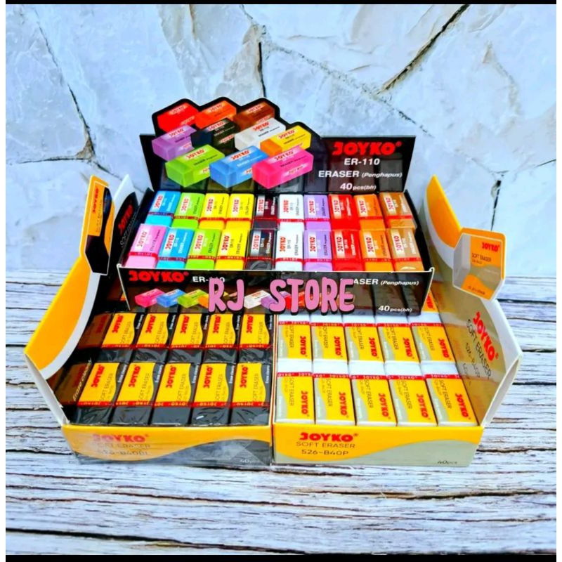 

Ay00! 40 PCS Penghapus Pensil JOYKO ER-110 S26-B4OP Warna Hitam/Putih dan Warna Warni
