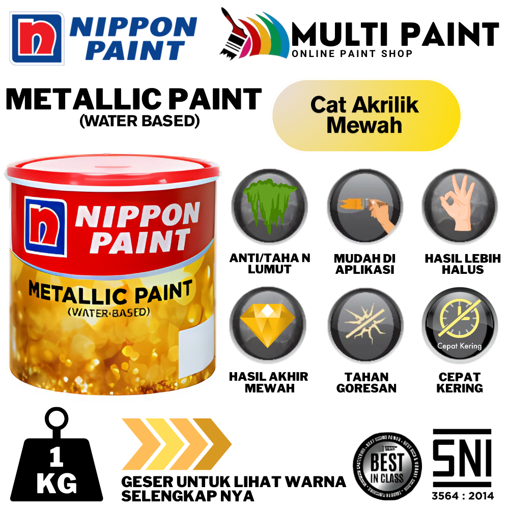 NIPPON PAINT CAT METALLIC PAINT GOLD 1 KG WATER BASE METALIC PAINT NIPPON PAINT CAT LIS GIPSUM 1KG