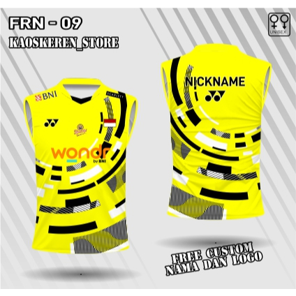 jersey badminton singlet baju olahraga bulutangkis kaos badminton free custom nama logo
