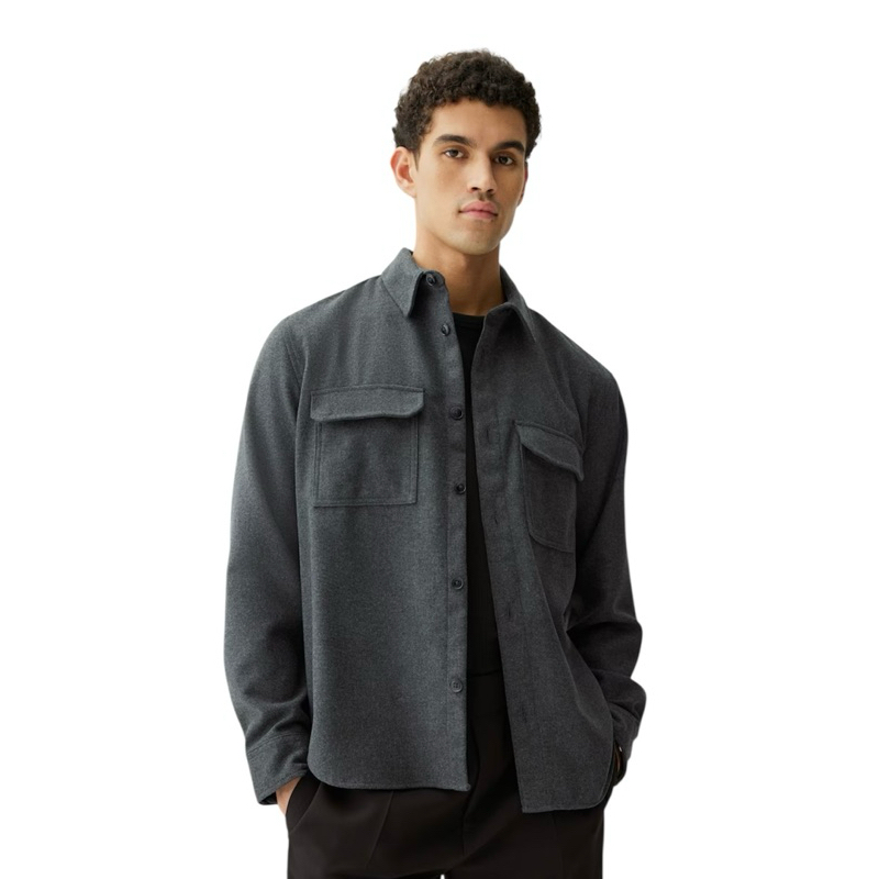kemeja jaket h&m regular fit felted overshirt