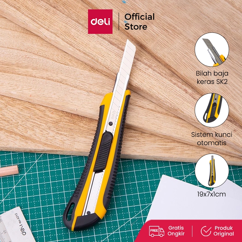 

Deli Cutter dengan pisau baja SK2 memudahkan untuk memotong dengan sistem kunci otomatis E2039