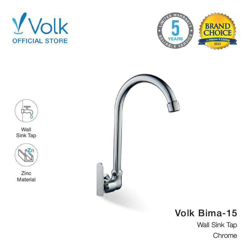Volk Bima-15 Kran Air Cuci Piring Tembok Babet / Wall Sink Tap Zinc