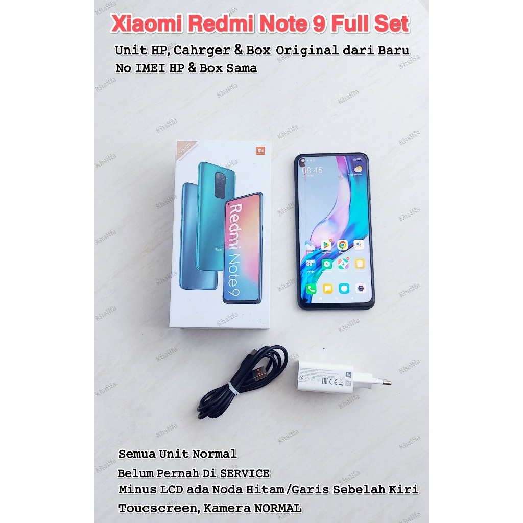 MI Full Set Handphone Xiaomi Redmi Note 9 RAM 8G (6G + 2GB) Room 128G 8GB/128GB Smartphone Network J