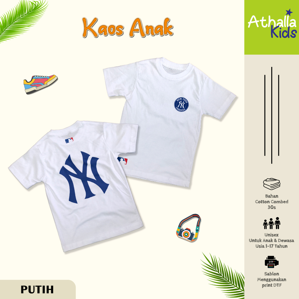 Kaos Lengan Pendek Anak & Dewasa MLB Yankees Unisex