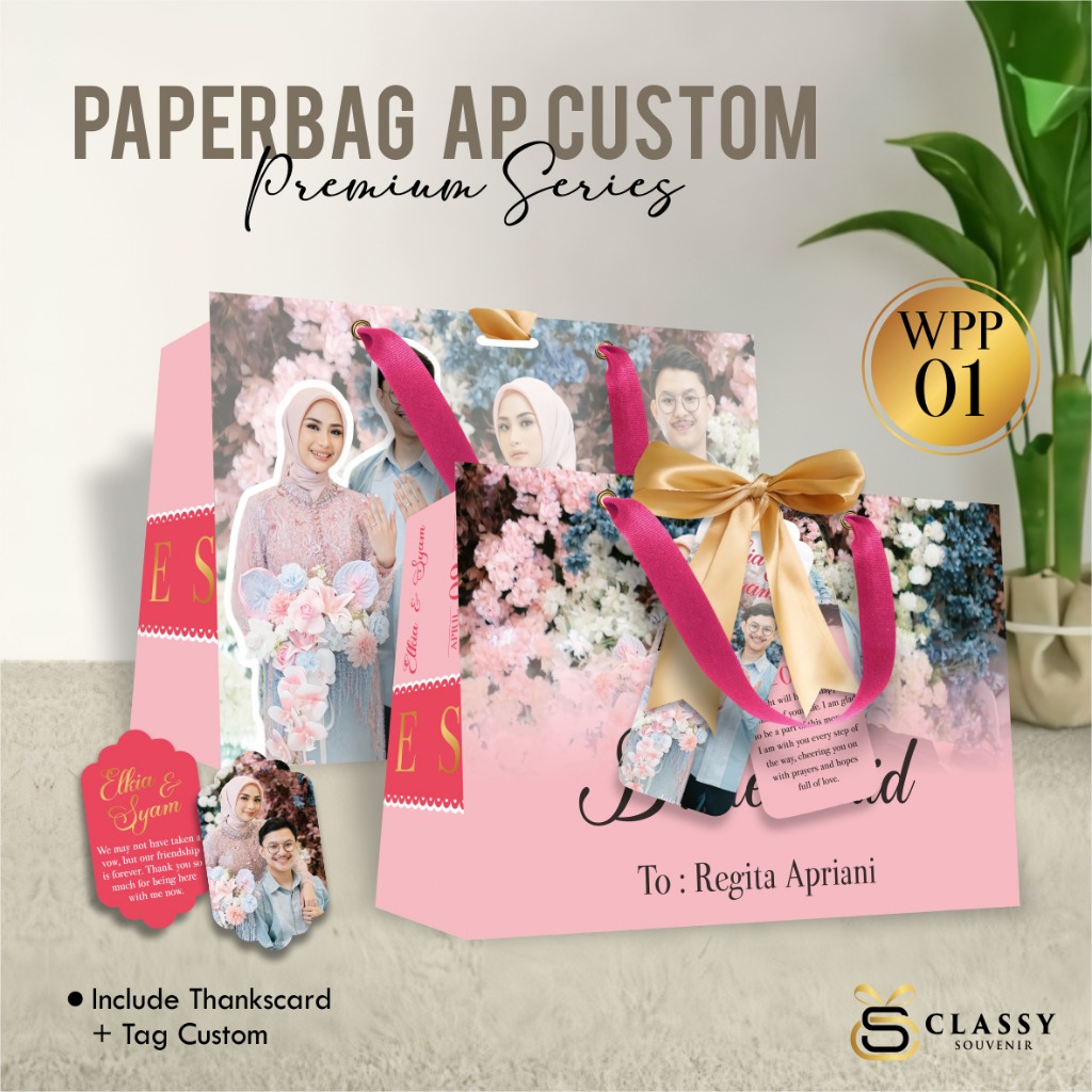 

PAPER BAG KADO WEDDING - PAPER BAG CUSTOM FREE FOTO - PAPERBAG WEDDING PREMIUM PAPER (WPP)