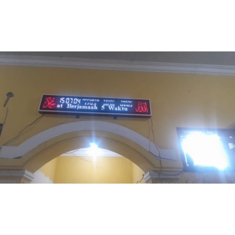 Running teks jam sholat, Running teks masjid /logo usaha dsb/papan nama 1 panel, 2 panel, 3 panel, 4