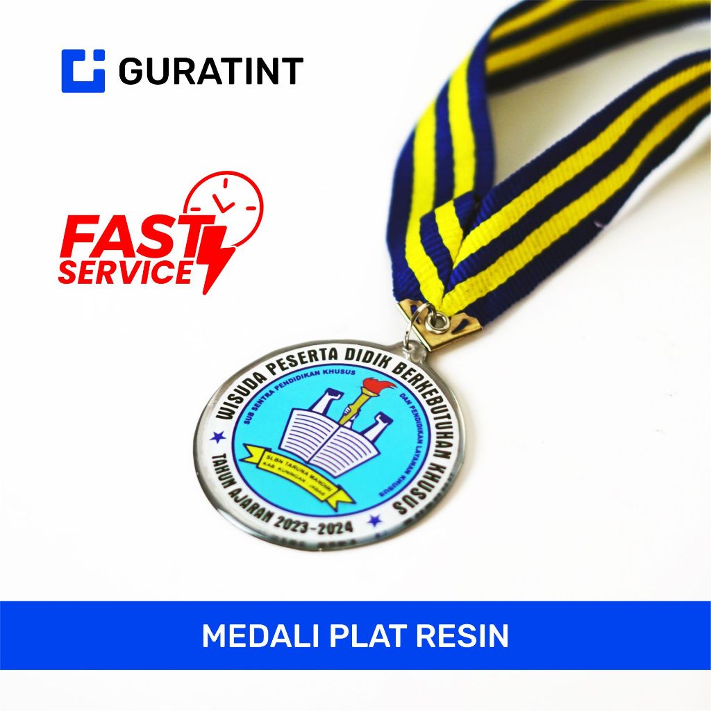 MEDALI STAINLESS RESIN CUSTOM 1 SISI | MEDALI WISUDA TK SD SMP SMA KULIAH