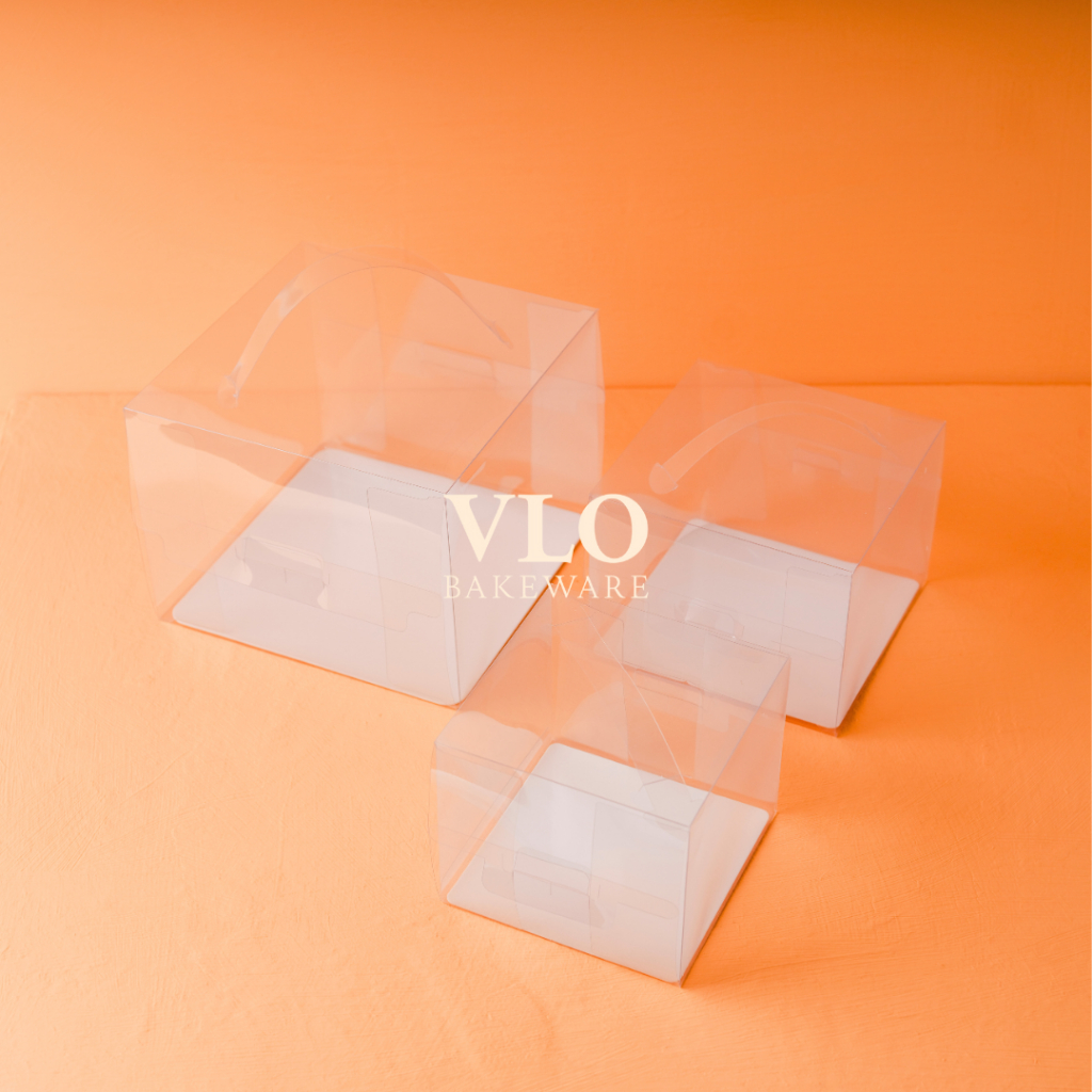 Kotak kue mika transparan handle | Box mika hampers | Box puding premium