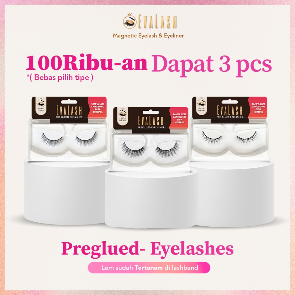 Evalash Bulu Mata Eva lash Preglued Bulumata Palsu Tanpa Lem Evalash Bukan Magnetik - BULU MATA TANP