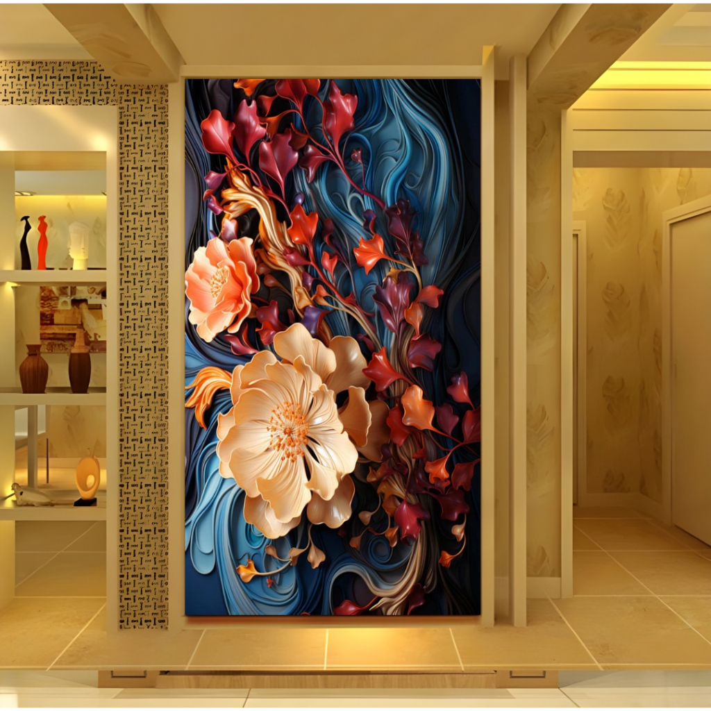 Printing Wallpaper Bunga 3d, Wallpaper Stiker 3d Tema Bunga 3d Mewah, Wallpaper Stiker Bunga 3d