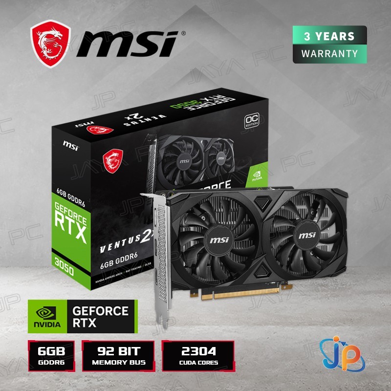 VGA MSI GeForce RTX 3050 Ventus 2X OC 6GB - 6 GB DDR6