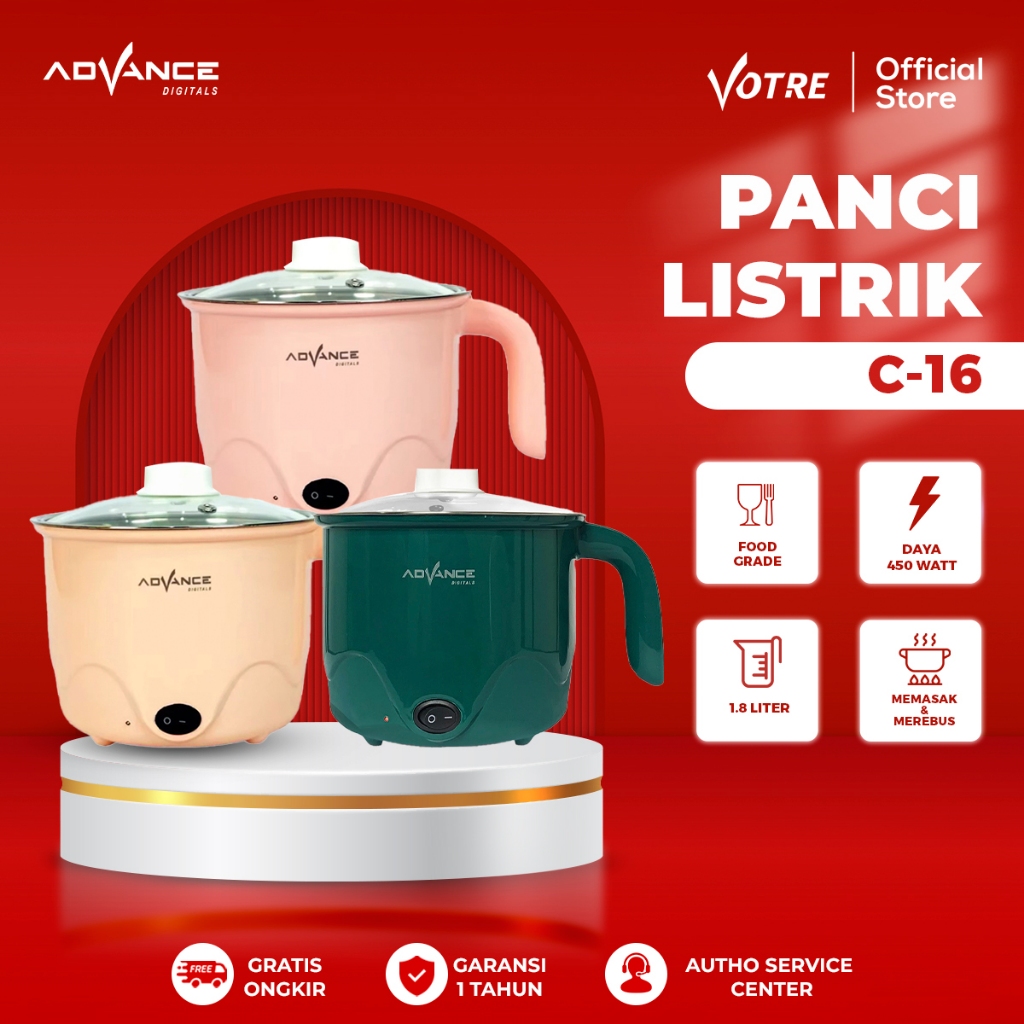 Advance Panci Listrik C-16 Listrik Multifungsi Stainless Steel