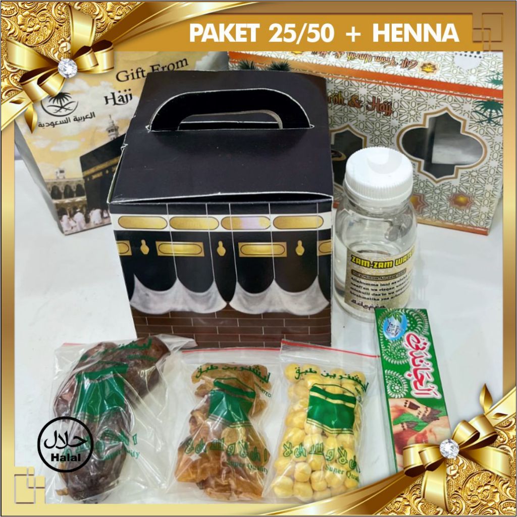 

Paket 25/50Box HEMAT Oleh oleh Haji Umroh Murah dan Lengkap Air zamzam dan Henna