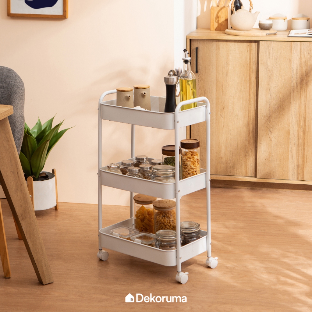Dekoruma MIHARU Rak Troli Dapur 3 Tingkat Dengan Roda