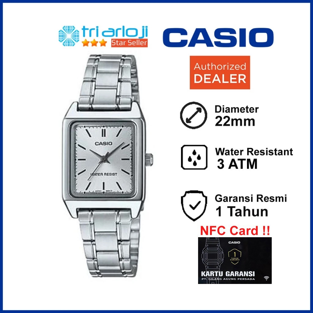 CASIO LTP-V007D-7EUDF Jam Tangan Wanita Analog Silver LTP-V007D-7E LTPV007D