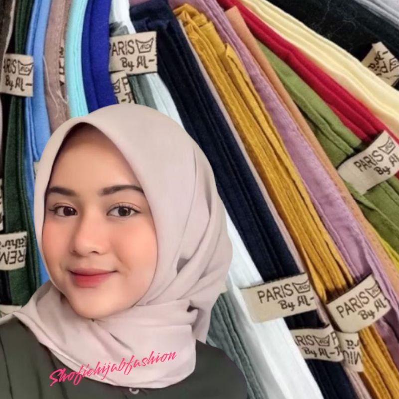 HIJAB SEGIEMPAT PARIS PREMIUM KERUDUNG POLOS SERAGAM SEKOLAH HITAM PUTIH NAVY KHAKY PNS