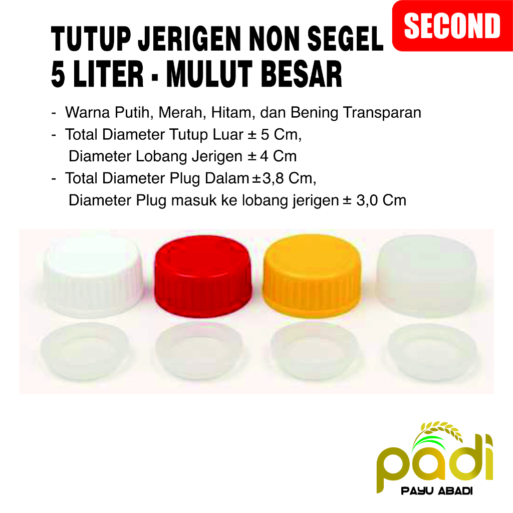 Tutup Jerigen NON SEGEL 5 liter MULUT BESAR 1SET