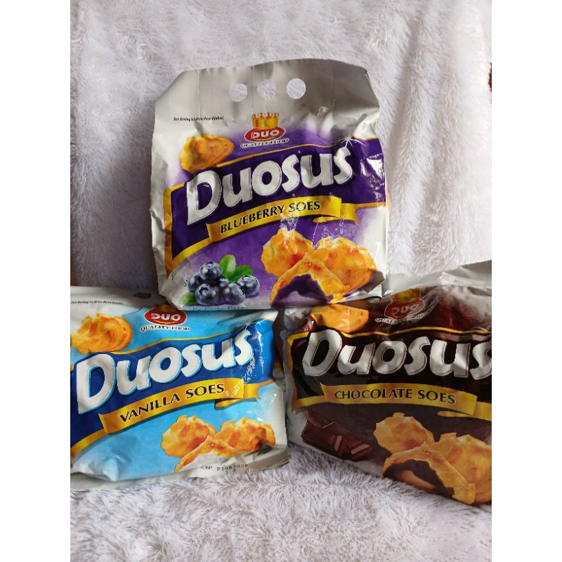 

DUO Duosus Kue Sus Kering Isi krim Cokelat / Vanilla / Blueberry / 1 Pak 500gr Snack Cemilan Murah