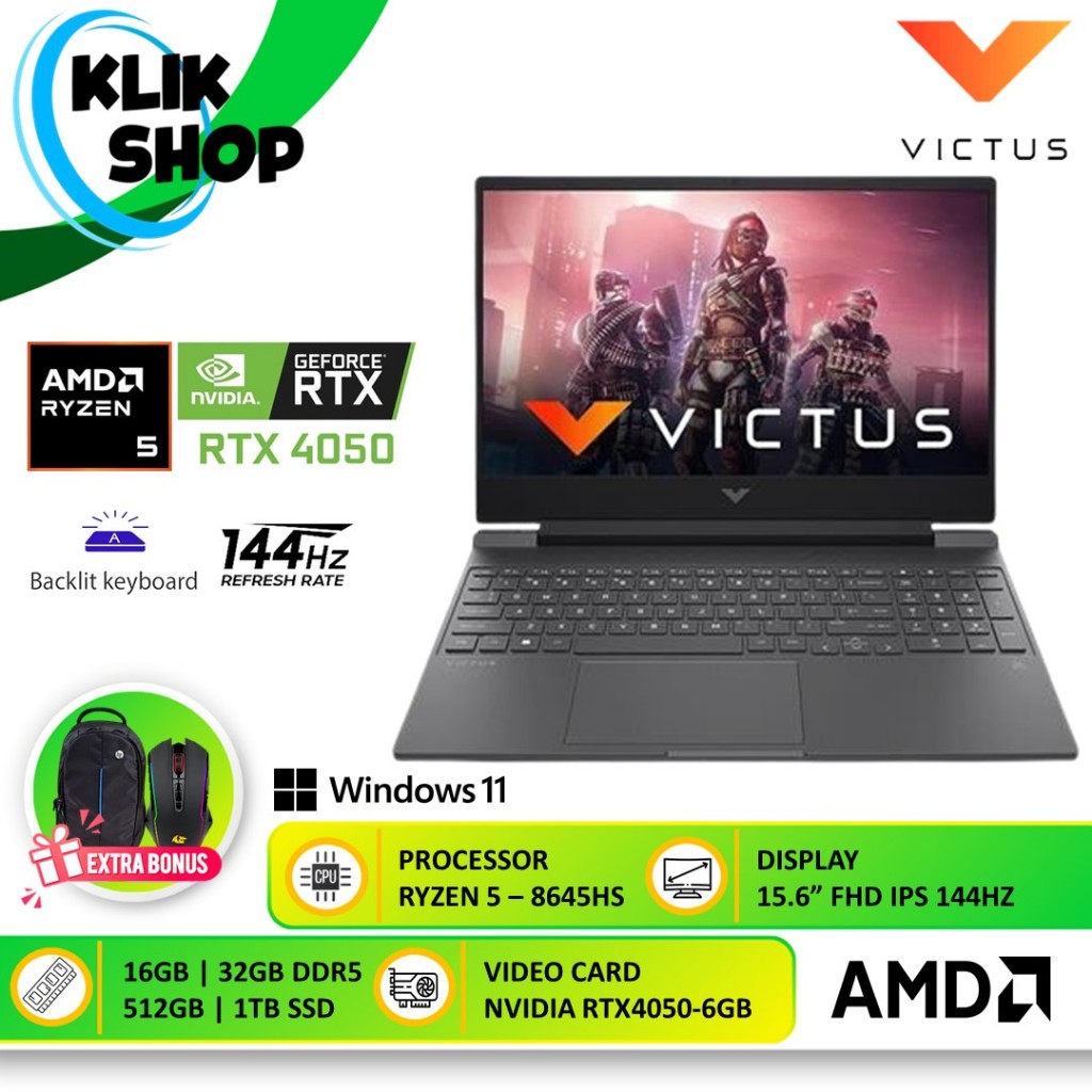 HP Victus 15 Gaming RTX 4050 Ryzen 5 8645HS 32GB SSD 1TB Win 11 FHD IPS 144Hz