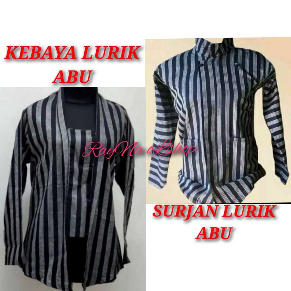 KEBAYA LURIK ABU & SURJAN LURIK ABU | PAKAIAN COUPLE LURIK ABU | KEMBARAN PASANGAN ADAT JAWA WANITA 