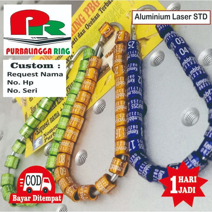 10 pcs ring burung model aluminium laser UK 4,2mm  COCOK untuk Murai BATU, Poci,Cendet,Dan sejenisny