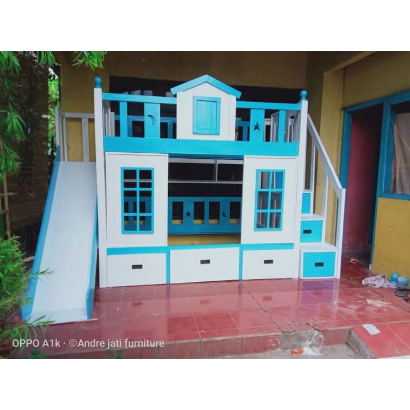 Dipan tingkat anak -prosotan anak-desain rumah-kayu jati